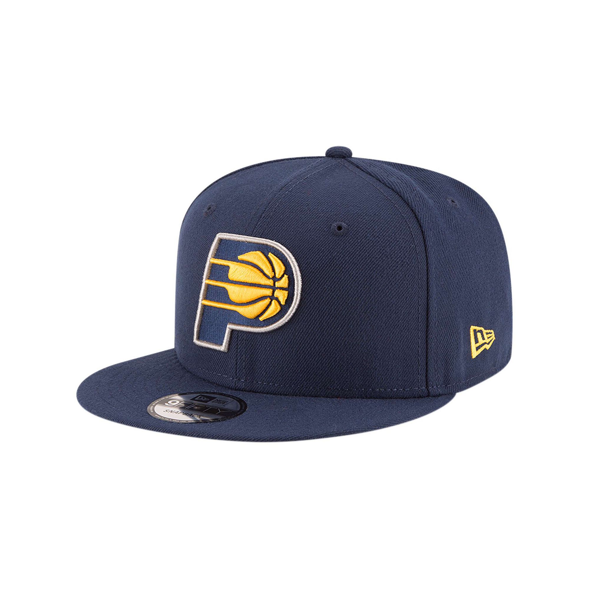 Mens New Era Navy Indiana Pacers Official Team Color 9FIFTY Snapback Hat, 