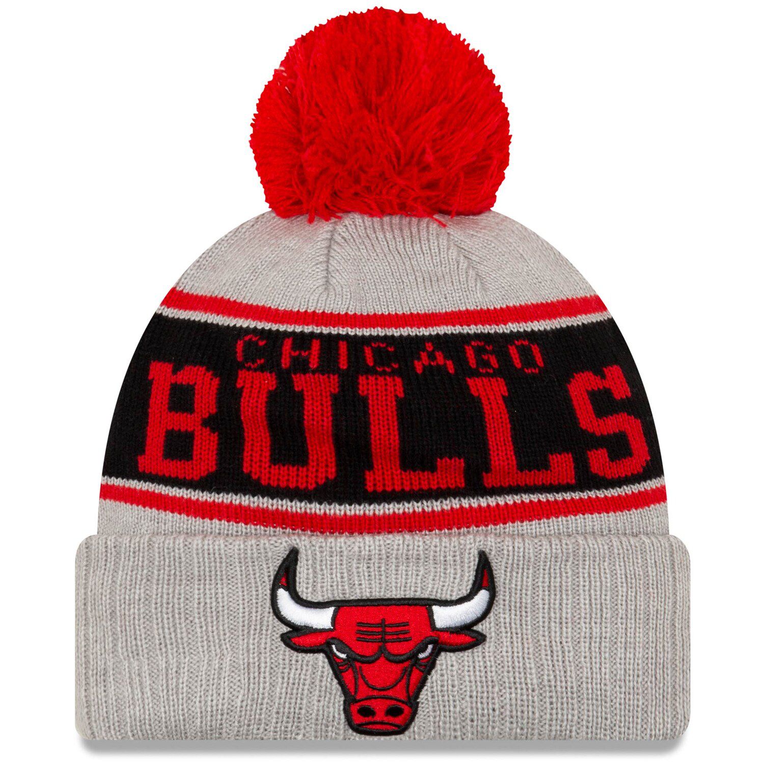 chicago bulls knit hat with pom