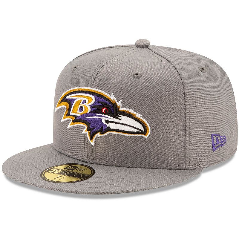 Mens New Era Graphite Baltimore Ravens Storm 59FIFTY Fitted Hat, Size: 6 7