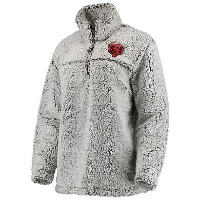 Women's Gray Chicago Bears Sherpa Quarter-Zip Pullover Jacket