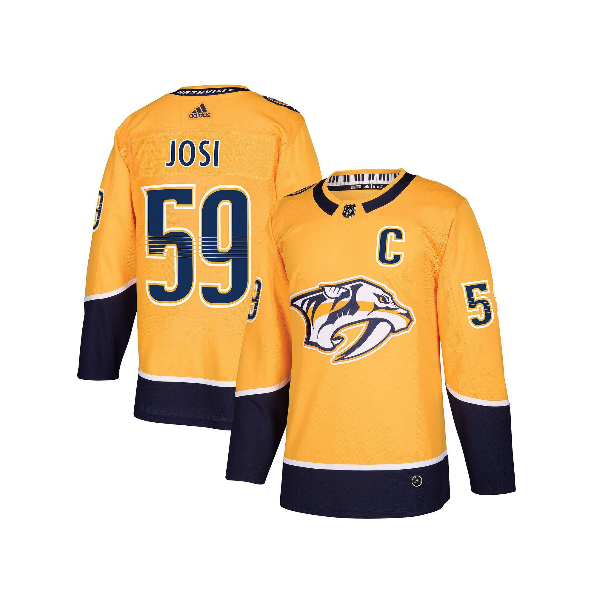 Mens adidas Roman Josi Gold Nashville Predators Home Authentic Player Jers
