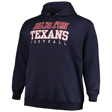 Men's Fanatics Branded Navy Houston Texans Big & Tall Stacked Pullover Hoodie