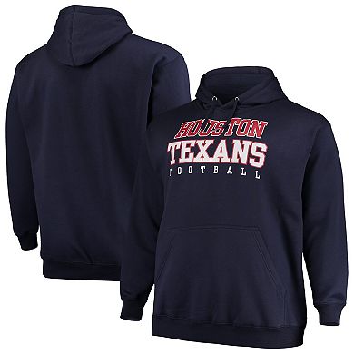 Men's Fanatics Branded Navy Houston Texans Big & Tall Stacked Pullover Hoodie