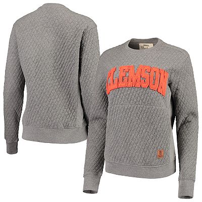 Women s Pressbox Heather Charcoal Clemson Tigers Moose Quilted Pullover Sweatshirt