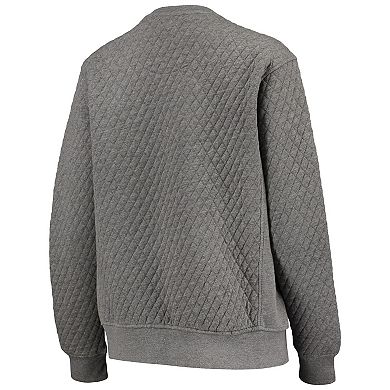Women's Pressbox Heather Charcoal Nebraska Huskers Moose Quilted Pullover Sweatshirt