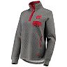 Women's Pressbox Heathered Gray/Red Wisconsin Badgers Magnum Quilted Quarter-Snap Pullover Jacket