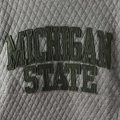 Women's Pressbox Heather Charcoal Michigan State Spartans Moose Quilted Pullover Sweatshirt