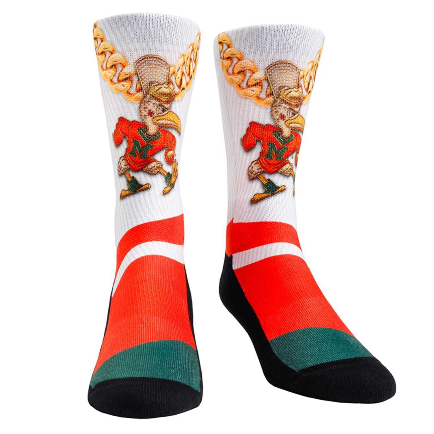 Image for Unbranded Men's Rock Em Socks White Miami Hurricanes Turnover Chain Localized Graphics Crew Socks at Kohl's.