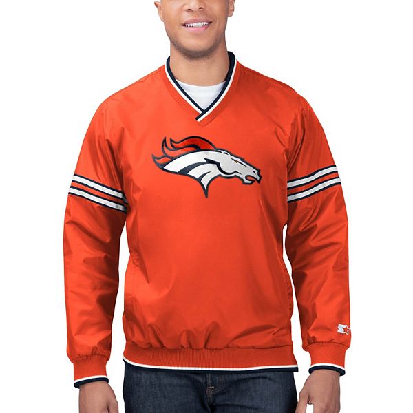 Men's Starter Orange/White Denver Broncos Gameday Trainer Pullover  Sweatshirt