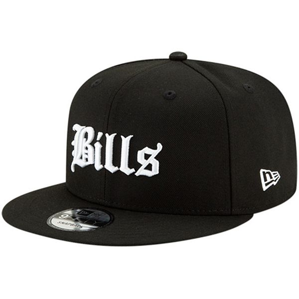 Men's New Era Black Buffalo Bills Gothic Script 9FIFTY Adjustable Snapback  Hat