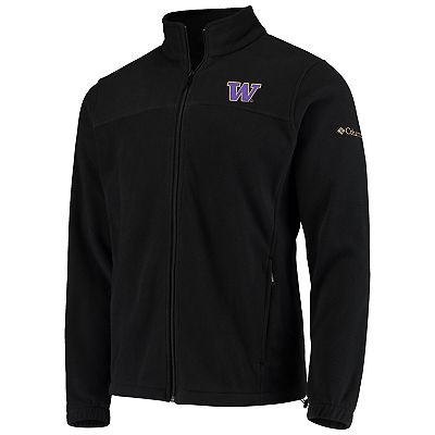 Men s Columbia Black Washington Huskies Flanker III Fleece Team Full Zip Jacket