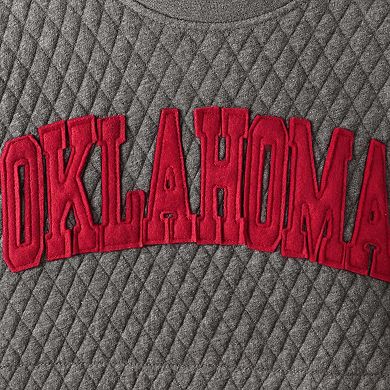 Women's Pressbox Heather Charcoal Oklahoma Sooners Moose Quilted Pullover Sweatshirt