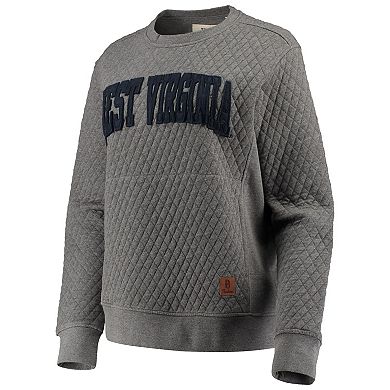 Women's Pressbox Heathered Gray West Virginia Mountaineers Moose Applique Quilted Crewneck Sweatshirt