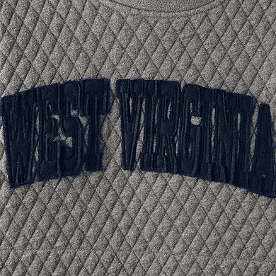 Women's Pressbox Heathered Gray West Virginia Mountaineers Moose Applique Quilted Crewneck Sweatshirt