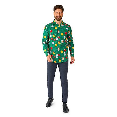 Suitmeister Christmas Ornaments Green Long Sleeve Shirt, Small