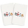 Linum Home Textiles 2-pack Christmas Skating Party Embroidered Hand Towel Set