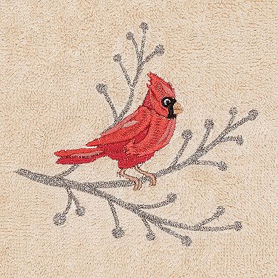 Linum Home Textiles Christmas 2-pack Cardinal Embroidered Luxury Turkish Cotton Hand Towels