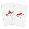 Linum Home Textiles Christmas 2-pack Cardinal Embroidered Luxury Turkish Cotton Hand Towels