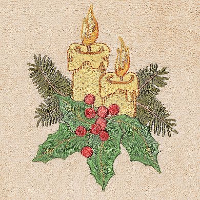 Linum Home Textiles Christmas 2-pack Candles Embroidered Luxury Turkish Cotton Hand Towels