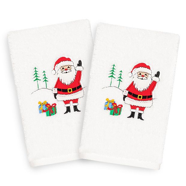 Linum Home Textiles Embroidered Hand Towels with Merry Christmas (Set of 2)