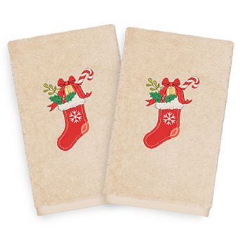 Linum Home Textiles 2-pack Christmas Stocking Embroidered Hand Towel Set