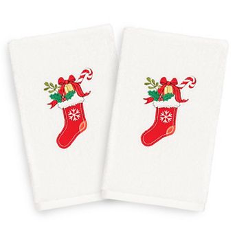 Linum Home Textiles 2-pack Christmas Stocking Embroidered Hand Towel Set