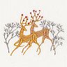 Linum Home Textiles Christmas 2-pack Deer Pair Embroidered Luxury Turkish Cotton Hand Towels