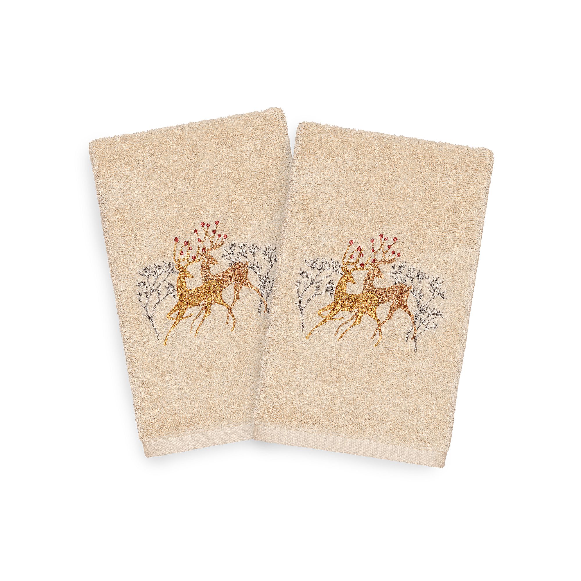 Linum Home Textiles Christmas 2-pack Deer Pair Embroidered Luxury Turkish C