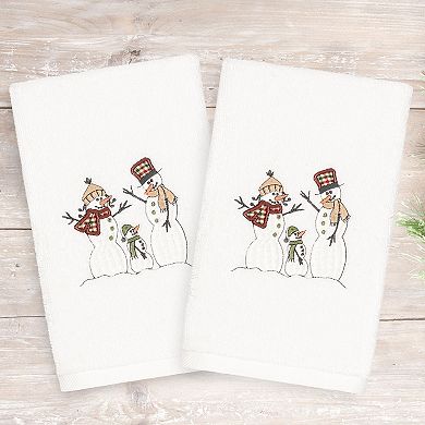 Linum Home Textiles 2-pack Christmas Snow Family Embroidered Hand Towel Set