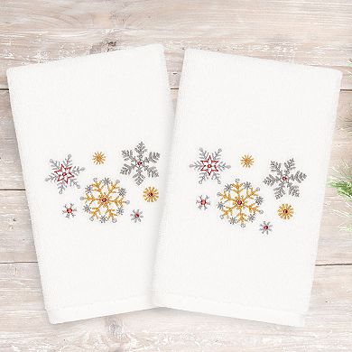 Linum Home Textiles 2-pack Christmas Snowfall Embroidered Hand Towel Set