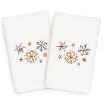 Linum Home Textiles 2-pack Christmas Snowfall Embroidered Hand Towel Set