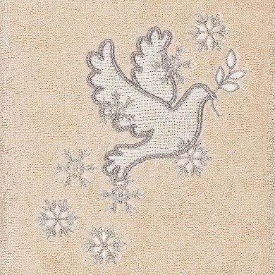 Linum Home Textiles Christmas 2-pack Dove Embroidered Luxury Turkish Cotton Hand Towels