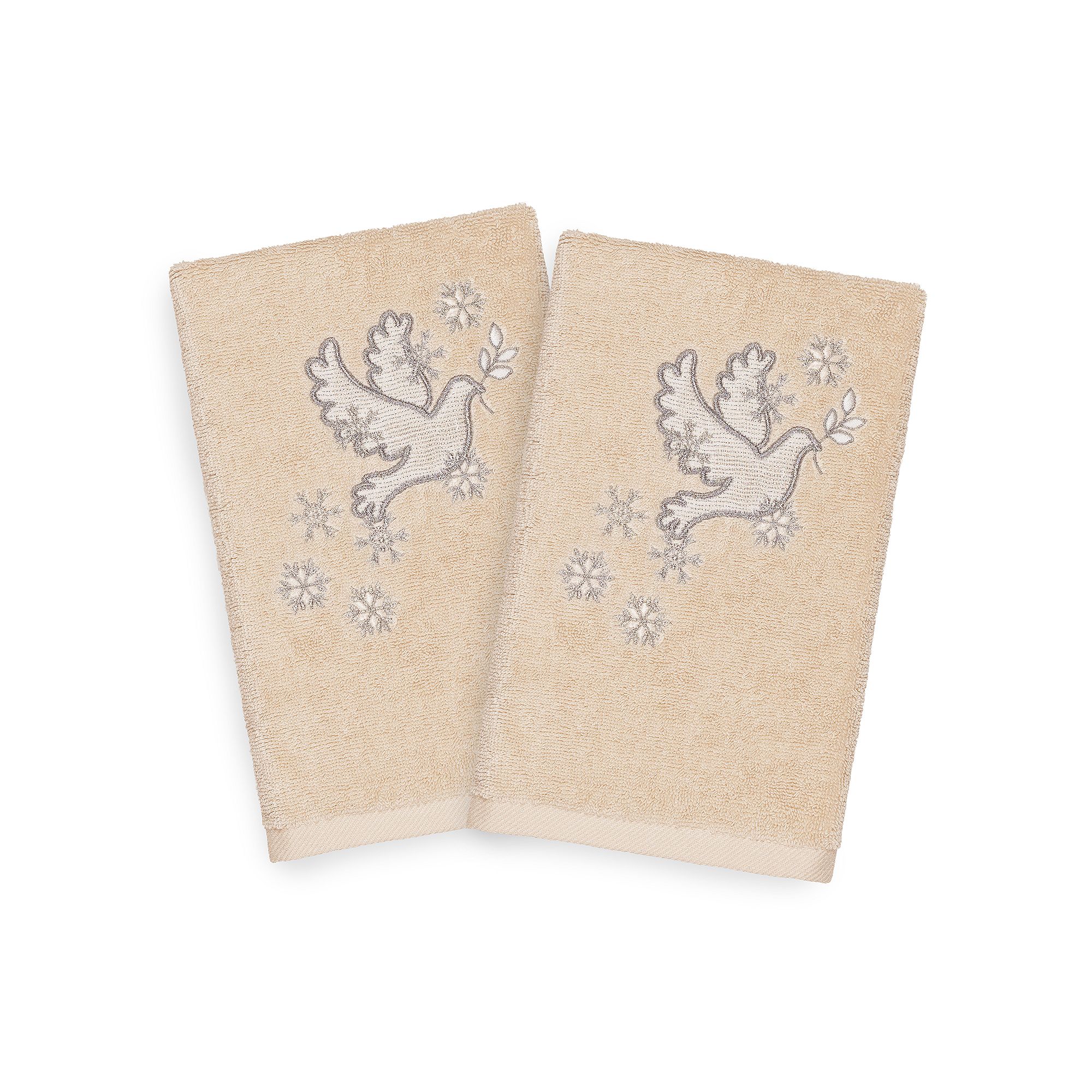 Linum Home Textiles Christmas 2-pack Dove Embroidered Luxury Turkish Cotton
