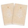 Linum Home Textiles 2-pack Christmas Scroll Tree Embroidered Hand Towel Set