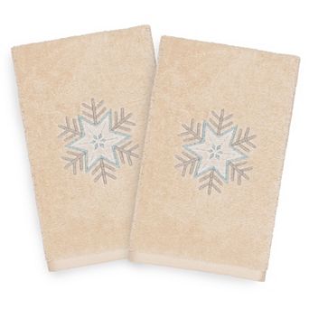 Linum Home Textiles Christmas 2-pack Crystal Embroidered Luxury Turkish Cotton Hand Towels