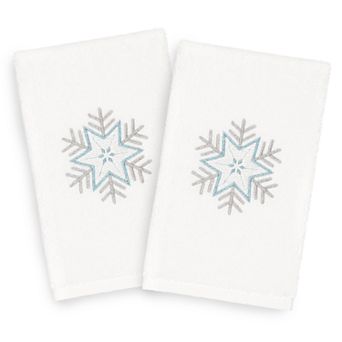 Linum Home Textiles Christmas 2-pack Crystal Embroidered Luxury Turkish Cotton Hand Towels