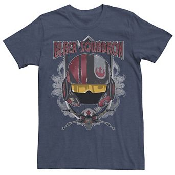 Men's Star Wars Black Squadron Helmet And X-Wing Tee