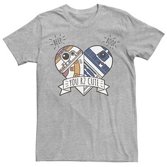 Men's Star Wars BB-8 & R2-D2 Heart Valentine's "You R2 Cute" Graphic Tee