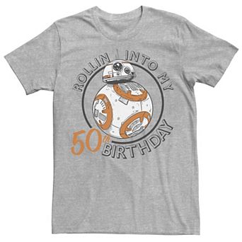 Men's Star Wars BB-8 Rollin Into My 50th Birthday Portrait Tee