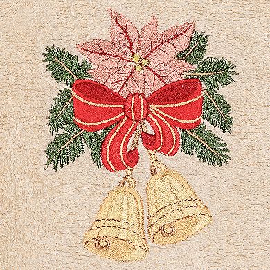 Linum Home Textiles Christmas 2-pack Bells Embroidered Luxury Turkish Cotton Hand Towels