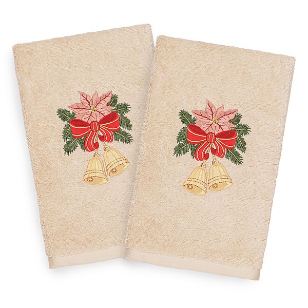 Linum Home Textiles Christmas 2pack Bells Embroidered Luxury Turkish
