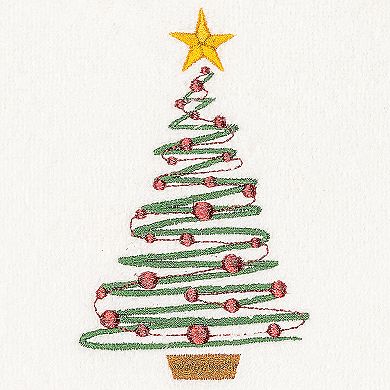 Linum Home Textiles Christmas 2-pack Tree Embroidered Luxury Turkish Cotton Hand Towels