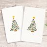 Linum Home Textiles Christmas 2-pack Tree Embroidered Luxury Turkish Cotton Hand Towels