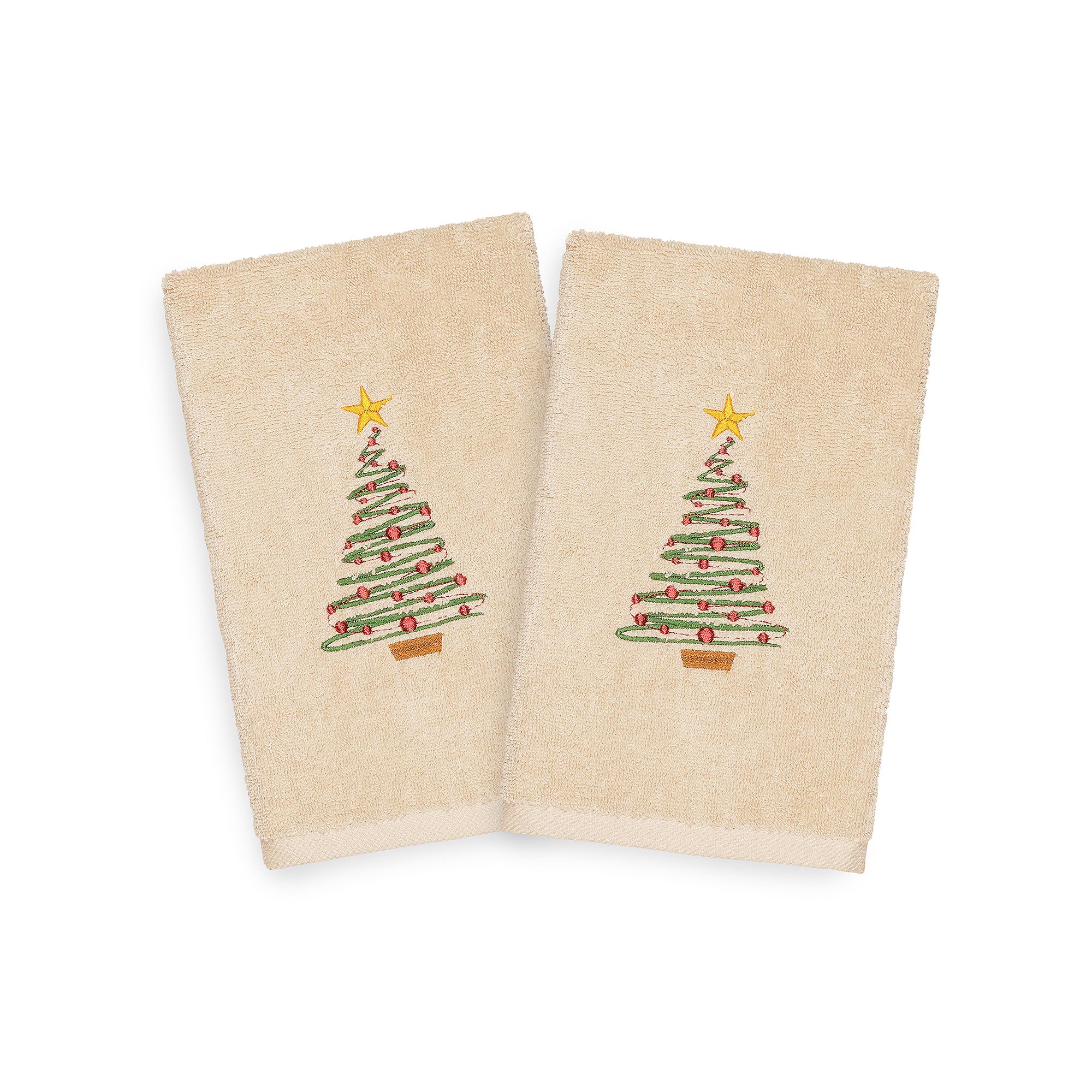 Linum Home Textiles Christmas 2-pack Tree Embroidered Luxury Turkish Cotton