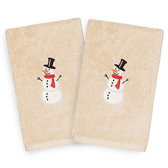Linum Home Textiles 2-pack Snowman Embroidered Hand Towel Set