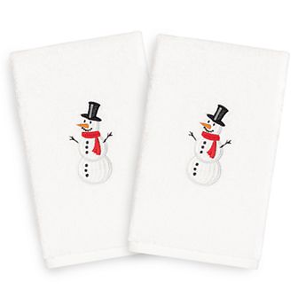 Linum Home Textiles 2-pack Snowman Embroidered Hand Towel Set