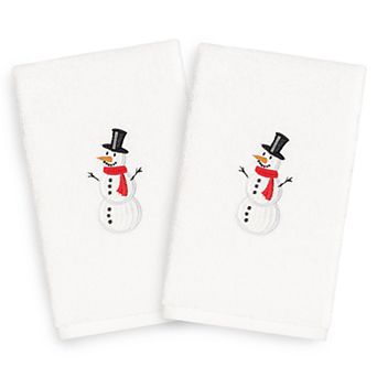 Linum Home Textiles 2-pack Snowman Embroidered Hand Towel Set