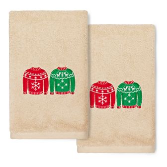 Linum Home Textiles Christmas 2-pack Sweaters Luxury Turkish Cotton Hand Towels