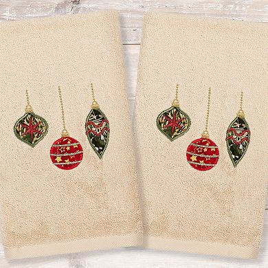 Linum Home Textiles Christmas 2-pack Ornaments Embroidered Luxury Turkish Cotton Hand Towels