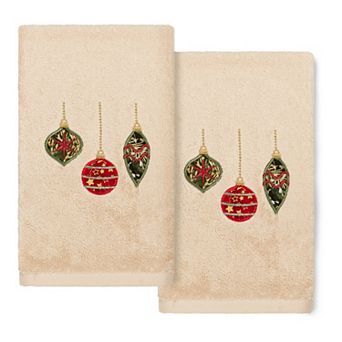 Linum Home Textiles Christmas 2-pack Ornaments Embroidered Luxury Turkish Cotton Hand Towels
